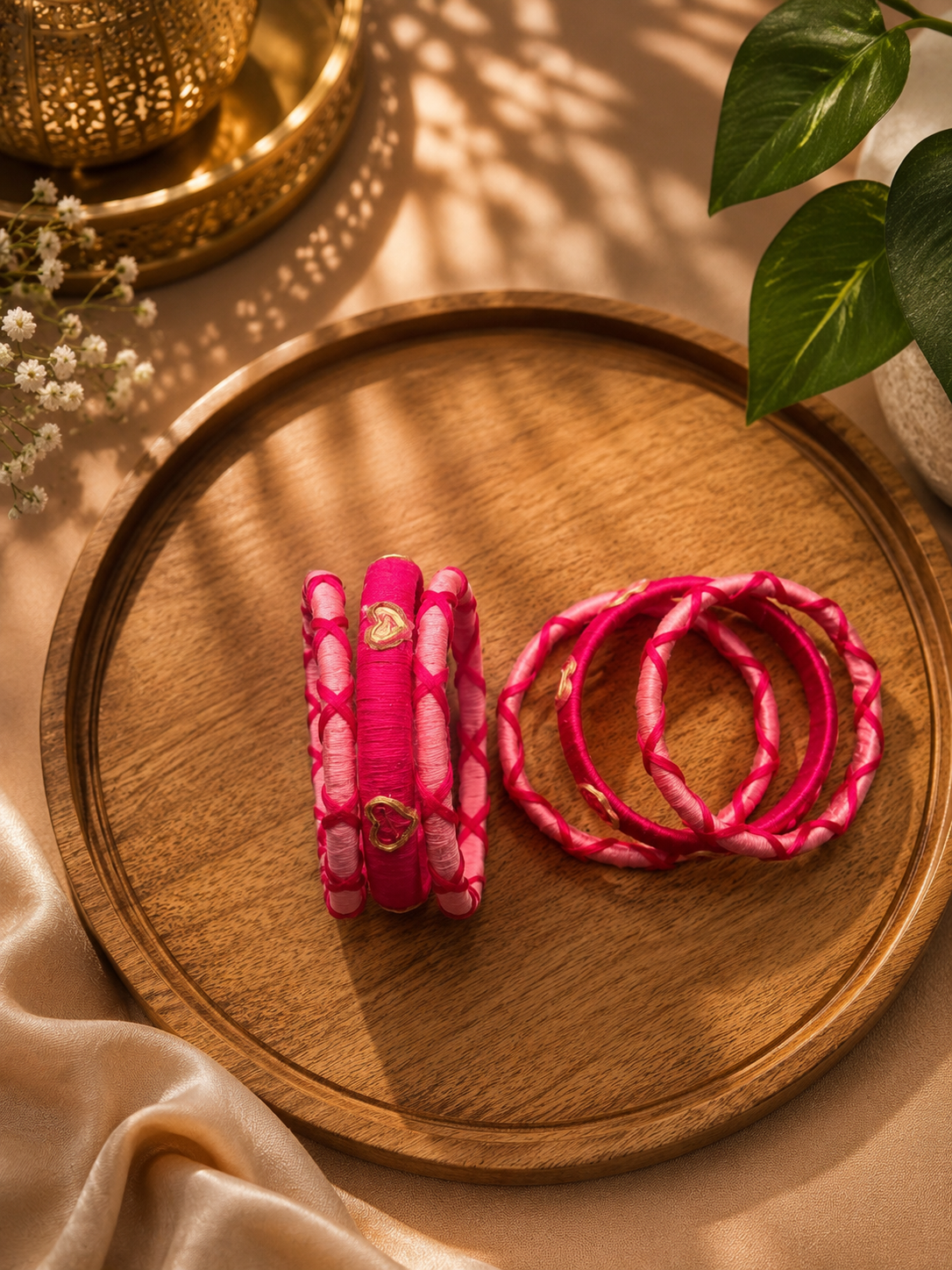 pink cotton thread bangles