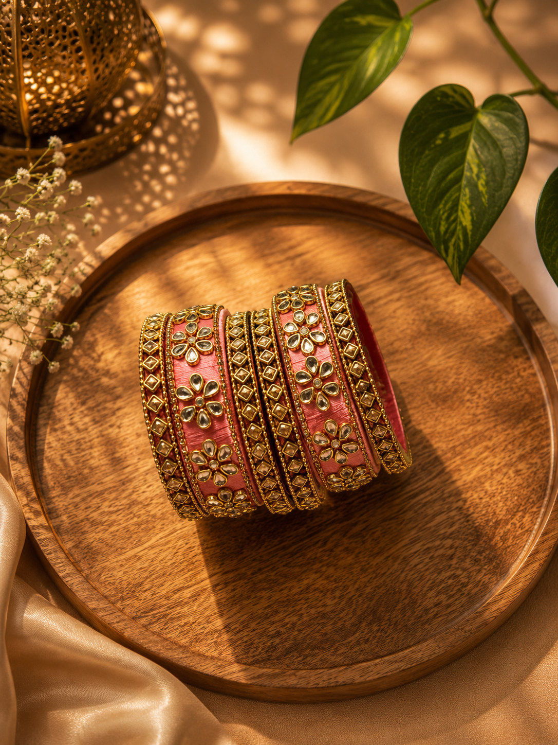 light pink silk thread bangles